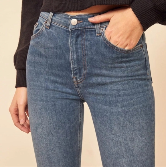 Reformation High Rise Harper Skinny Jeans Blue  Destin  Size 29 - Picture 3 of 11